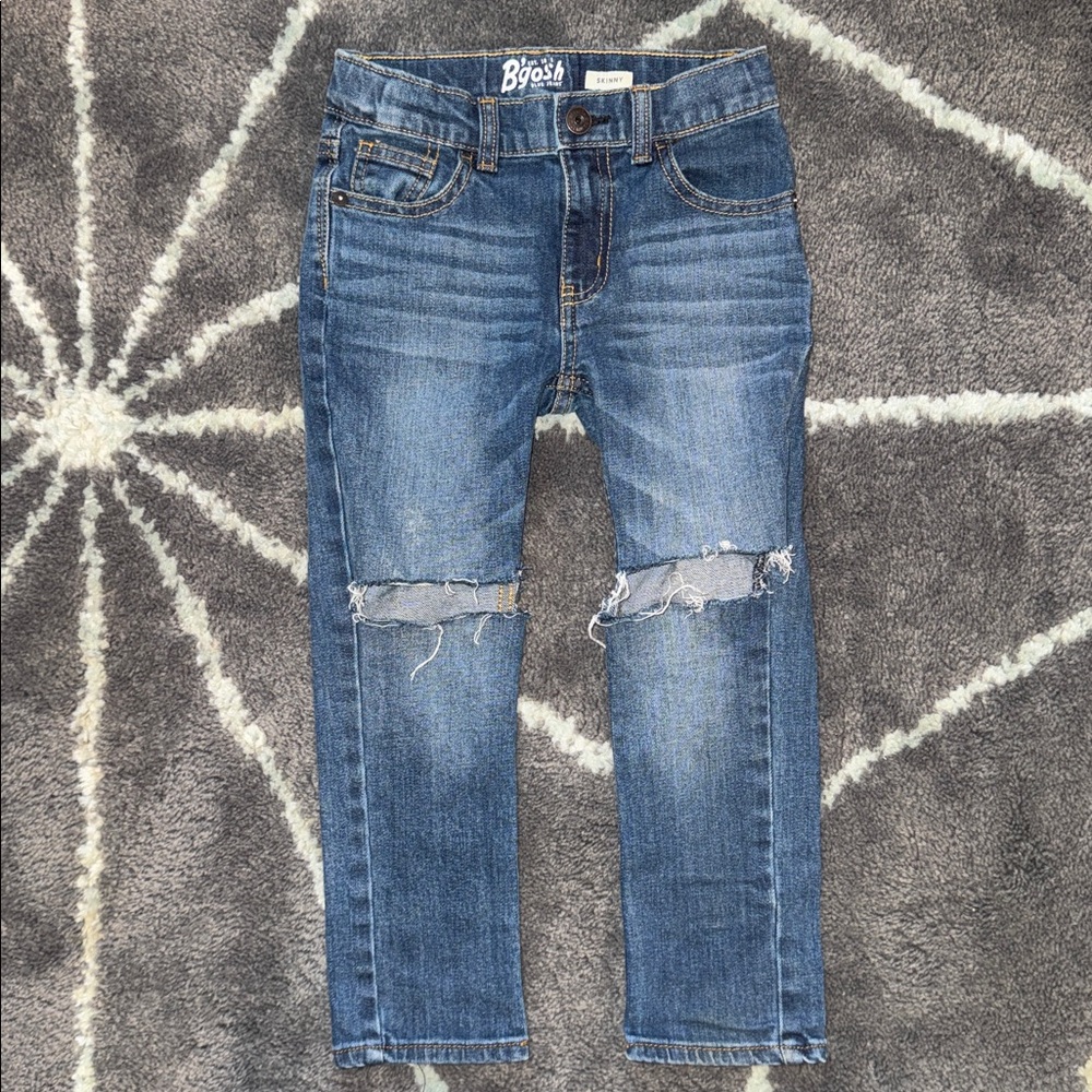 Denim Blue Jeans, Distressed Knees Size 5 kids